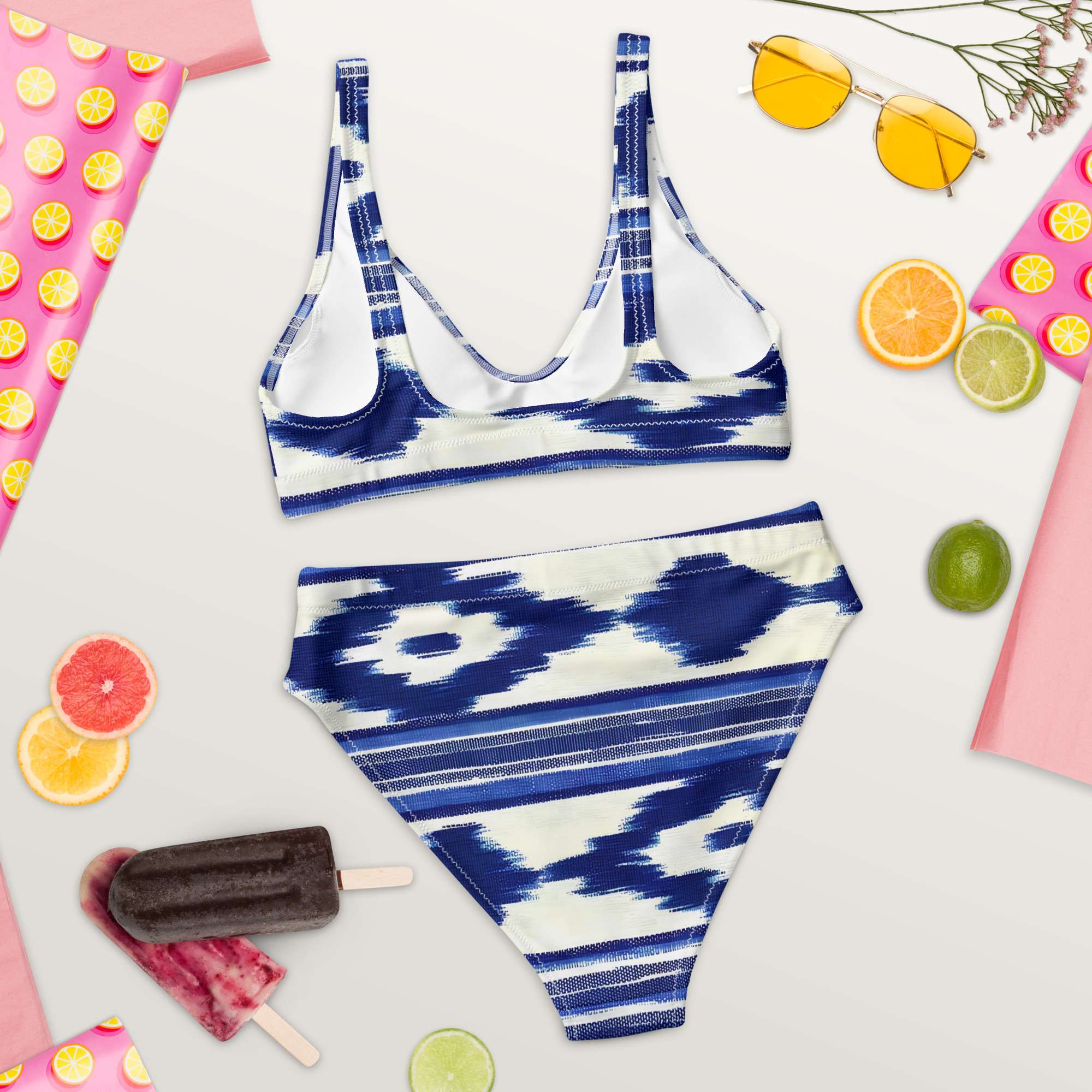 Recycelter Allover High Waist Bikini - Telas de Lengua / Ikat Blau Recycelter Allover High Waist Bikini - Telas de Lengua / Ikat Blau – Bild 4