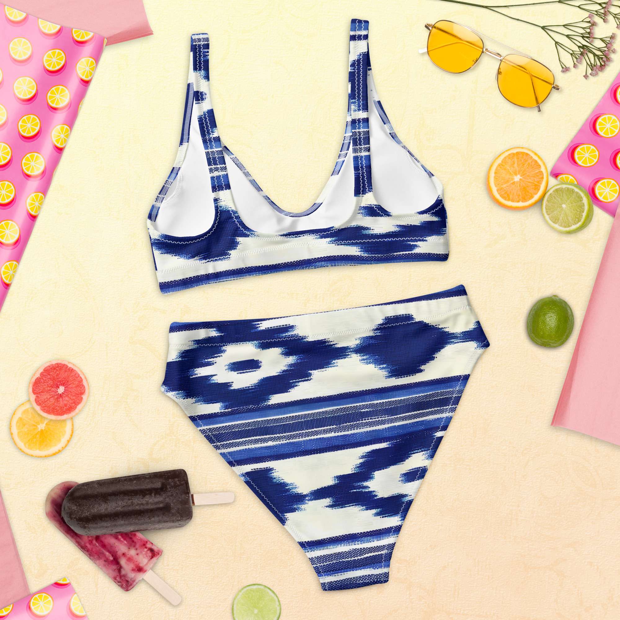 Recycelter Allover High Waist Bikini - Telas de Lengua / Ikat Blau Recycelter Allover High Waist Bikini - Telas de Lengua / Ikat Blau – Bild 3