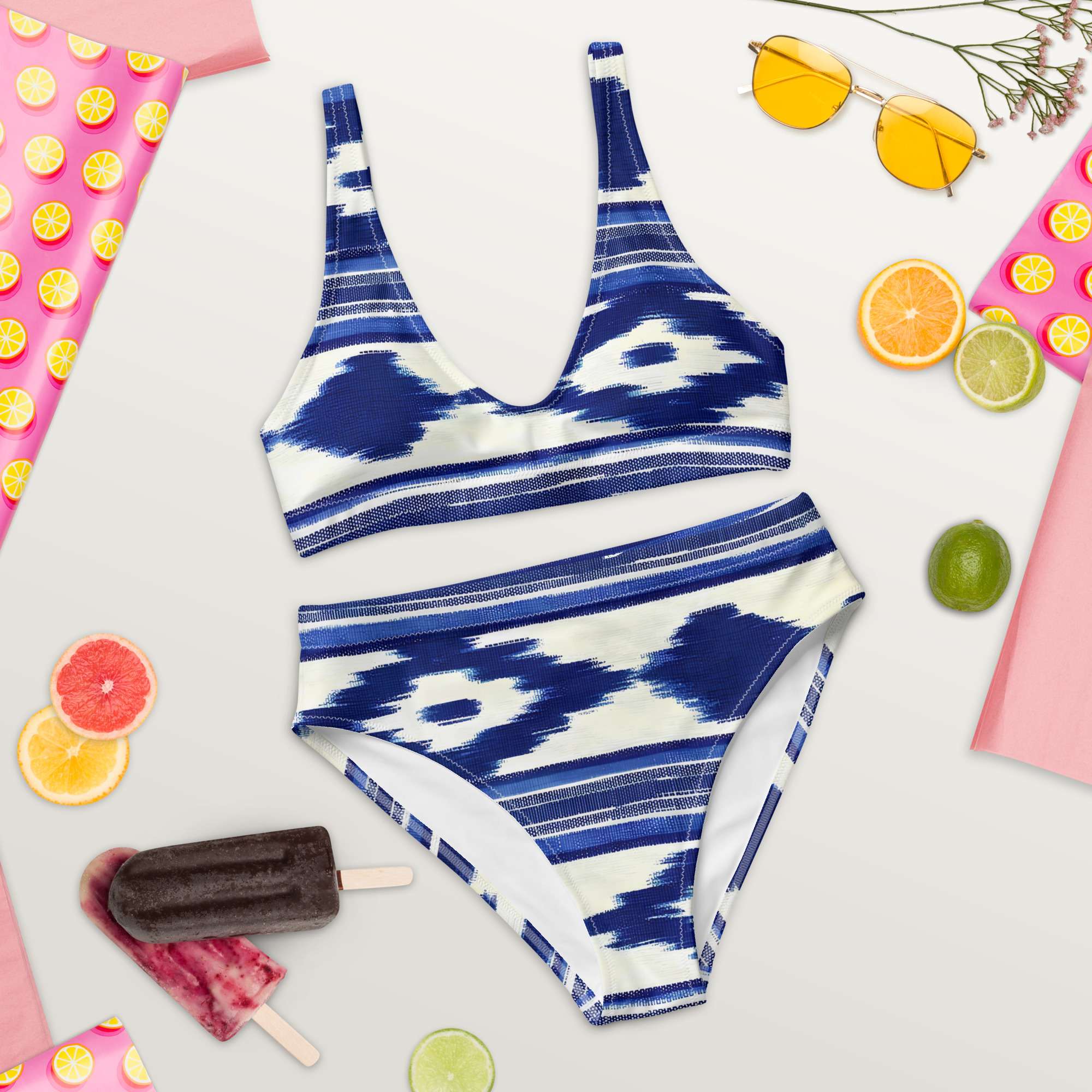 Recycelter Allover High Waist Bikini - Telas de Lengua / Ikat Blau Recycelter Allover High Waist Bikini - Telas de Lengua / Ikat Blau – Bild 2