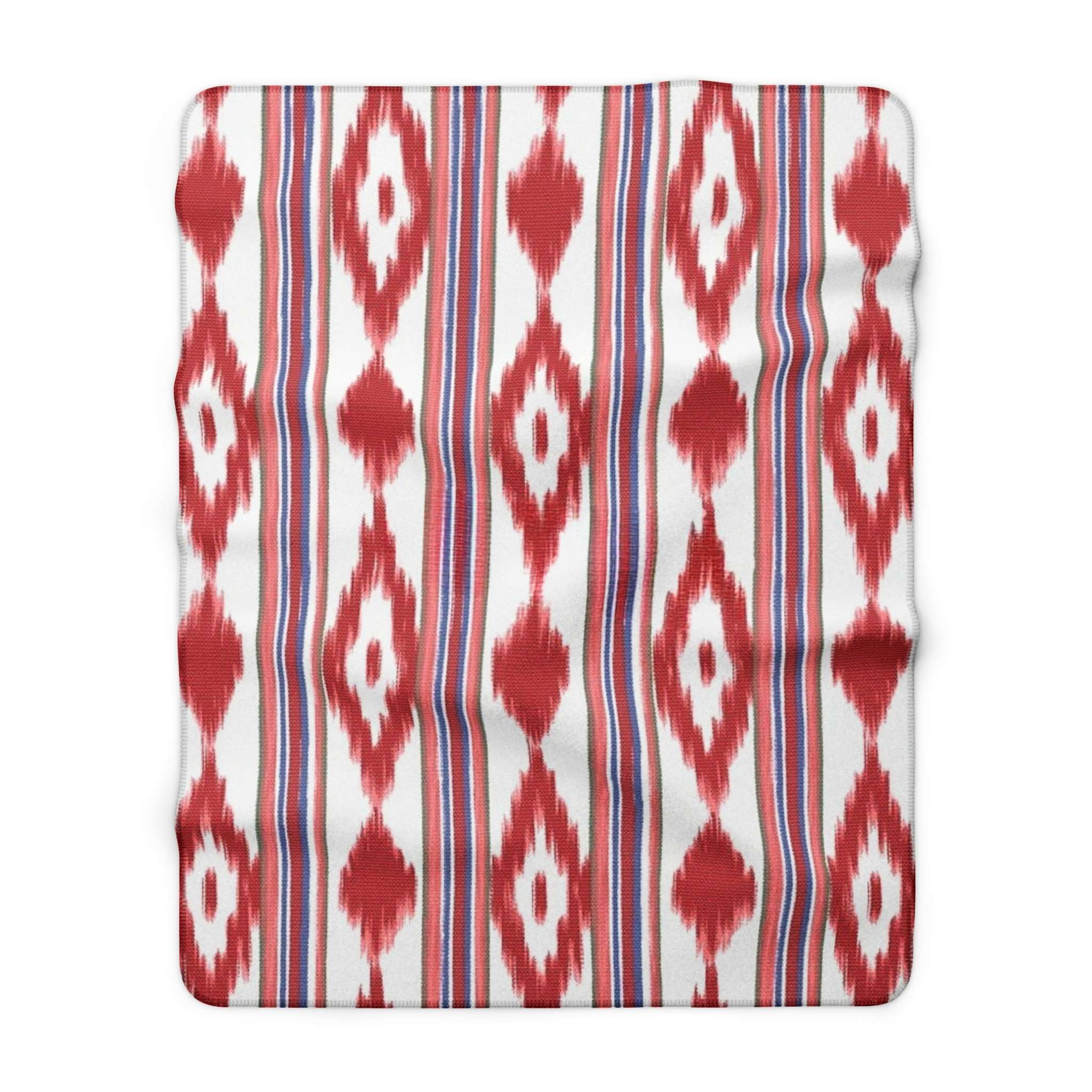 Red Ikat Sherpa Blanket Cozy Boho Fleece Throw for Living Room Red Ikat Sherpa Blanket Cozy Boho Fleece Throw for Living Room