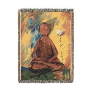 Abstract Floral Whale Woven Blanket | Ocean Botanical Tapestry Throw - The Buddha