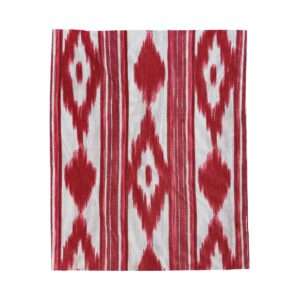 Velveteen Plush Blanket - Mallorca Ikat Design Red