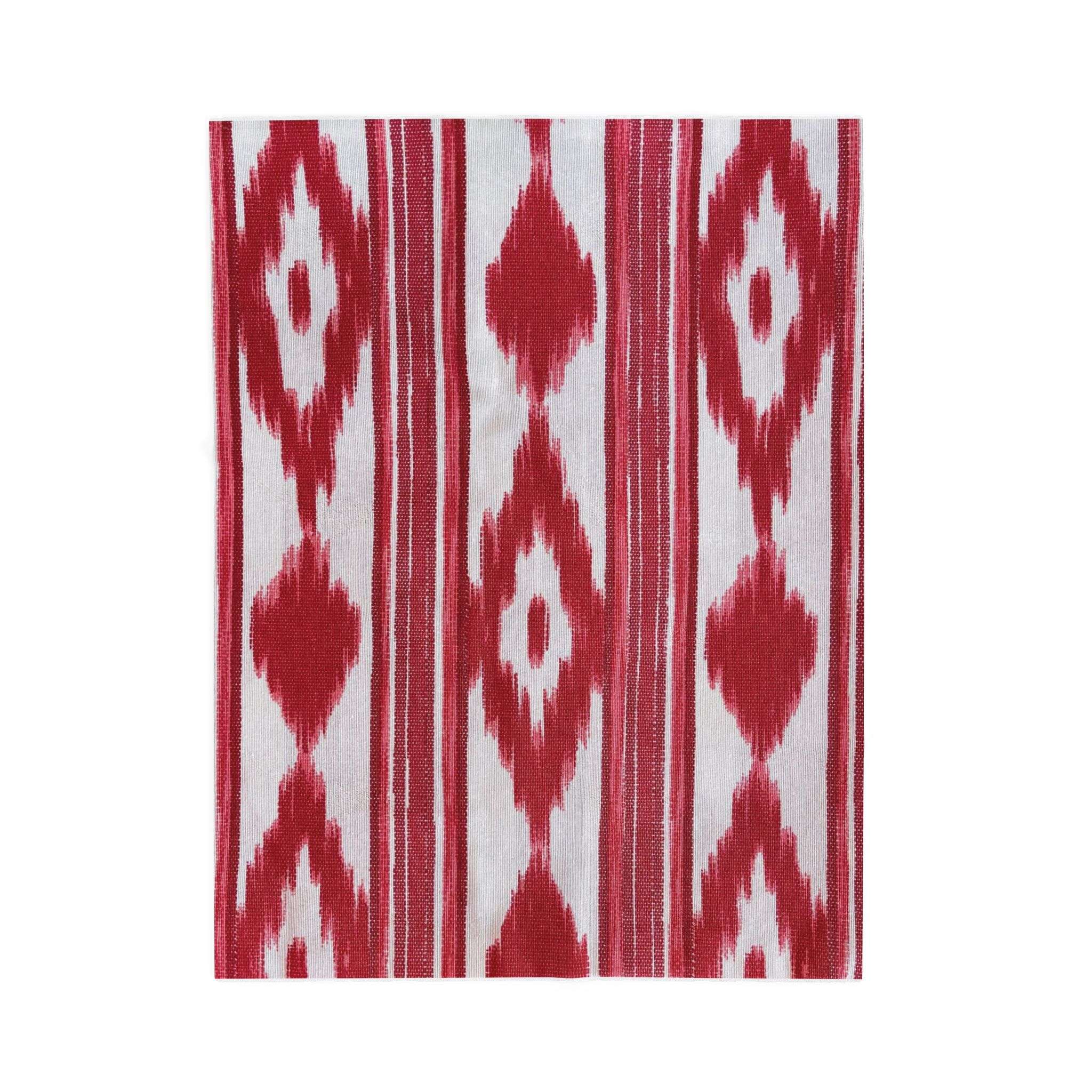 Velveteen Plush Blanket - Mallorca Ikat Design Red Velveteen Plush Blanket - Mallorca Ikat Design Red – Bild 8