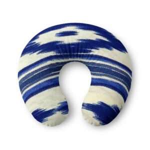 Blue Ikat Stripe Nursing Pillow Cover | Navy Brushstroke Pattern