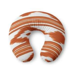 Orange Ikat Stripe Nursing Pillow Cover | Navy Brushstroke Pattern