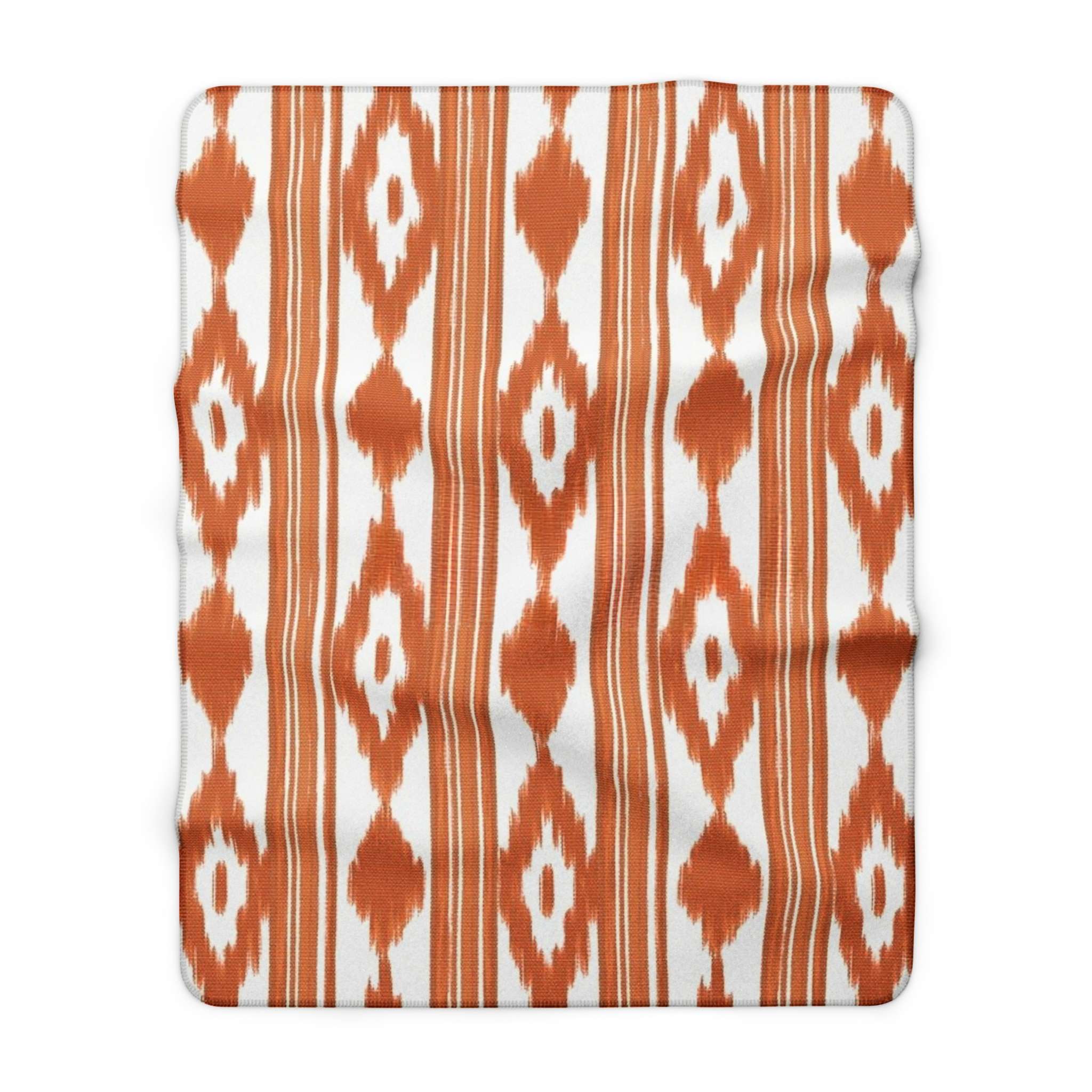 Orange Ikat Sherpa Blanket Cozy Boho Fleece Throw for Living Room Orange Ikat Sherpa Blanket Cozy Boho Fleece Throw for Living Room