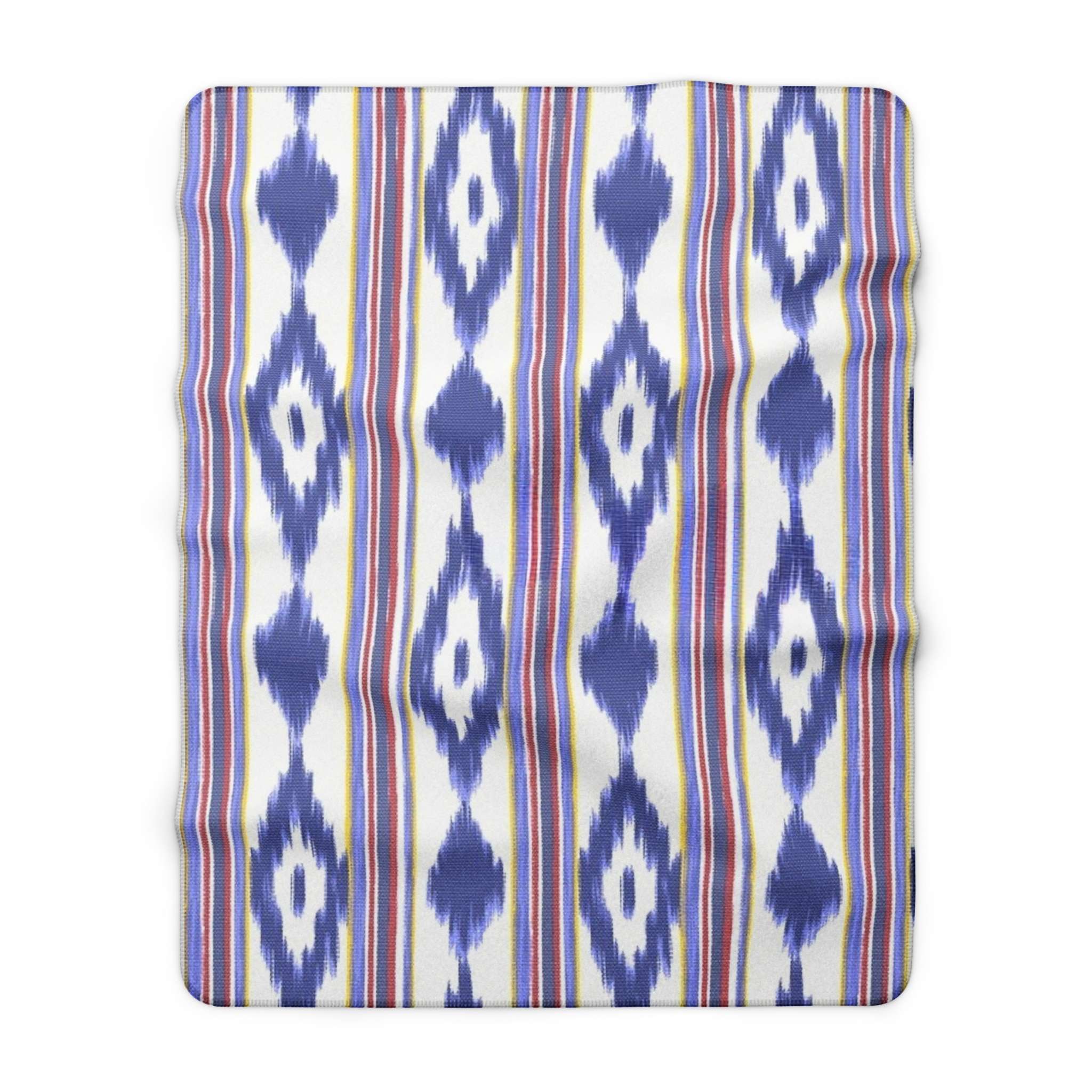Blue Ikat Sherpa Blanket Cozy Boho Fleece Throw for Living Room, 30" x 40" Blue Ikat Sherpa Blanket Cozy Boho Fleece Throw for Living Room, 30" x 40"