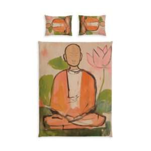 Meditating Monk Duvet Cover | Cotton Bed Set - Buddha