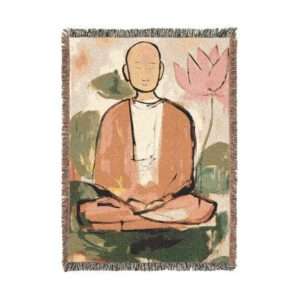 Abstract Floral Whale Woven Blanket | Ocean Botanical Tapestry Throw - The Buddha
