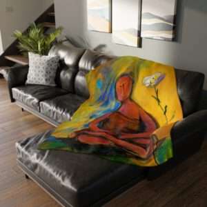 Meditating Figure Blanket | Abstract Zen Art Microfiber Throw