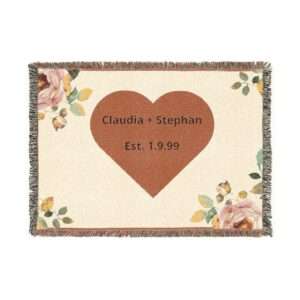Floral Script Name Woven Blanket | Personalized Name and Date