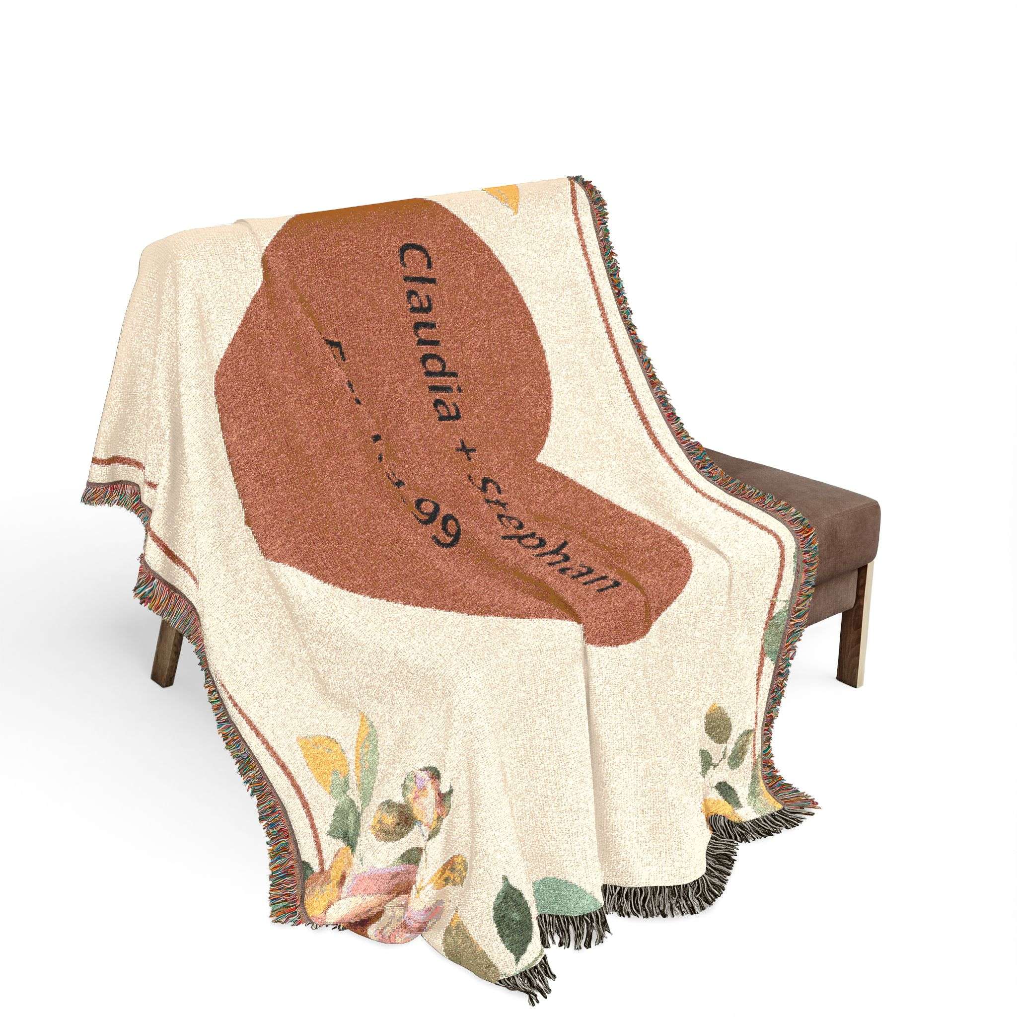 Floral Script Name Woven Blanket | Personalized Name and Date Floral Script Name Woven Blanket | Personalized Name and Date – Bild 2