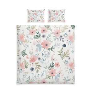 Watercolor Wildflowers  | Duvet Cover Cotton Bed Set | Floral Pastel Bedding