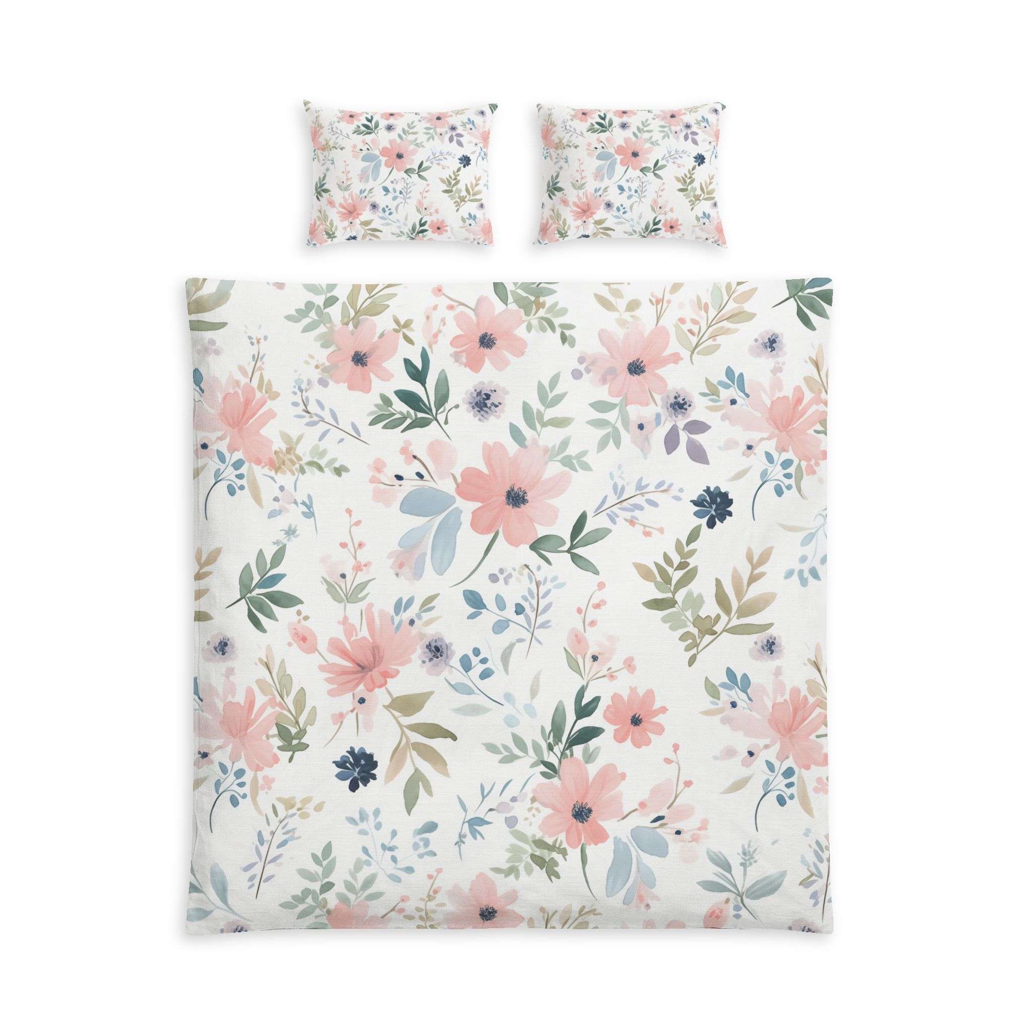 Watercolor Wildflowers | Duvet Cover Cotton Bed Set | Floral Pastel Bedding Watercolor Wildflowers | Duvet Cover Cotton Bed Set | Floral Pastel Bedding