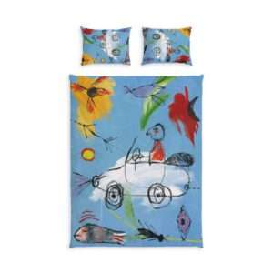 Meditating Monk Duvet Cover | Cotton Bed Set - The white car - For children`s room