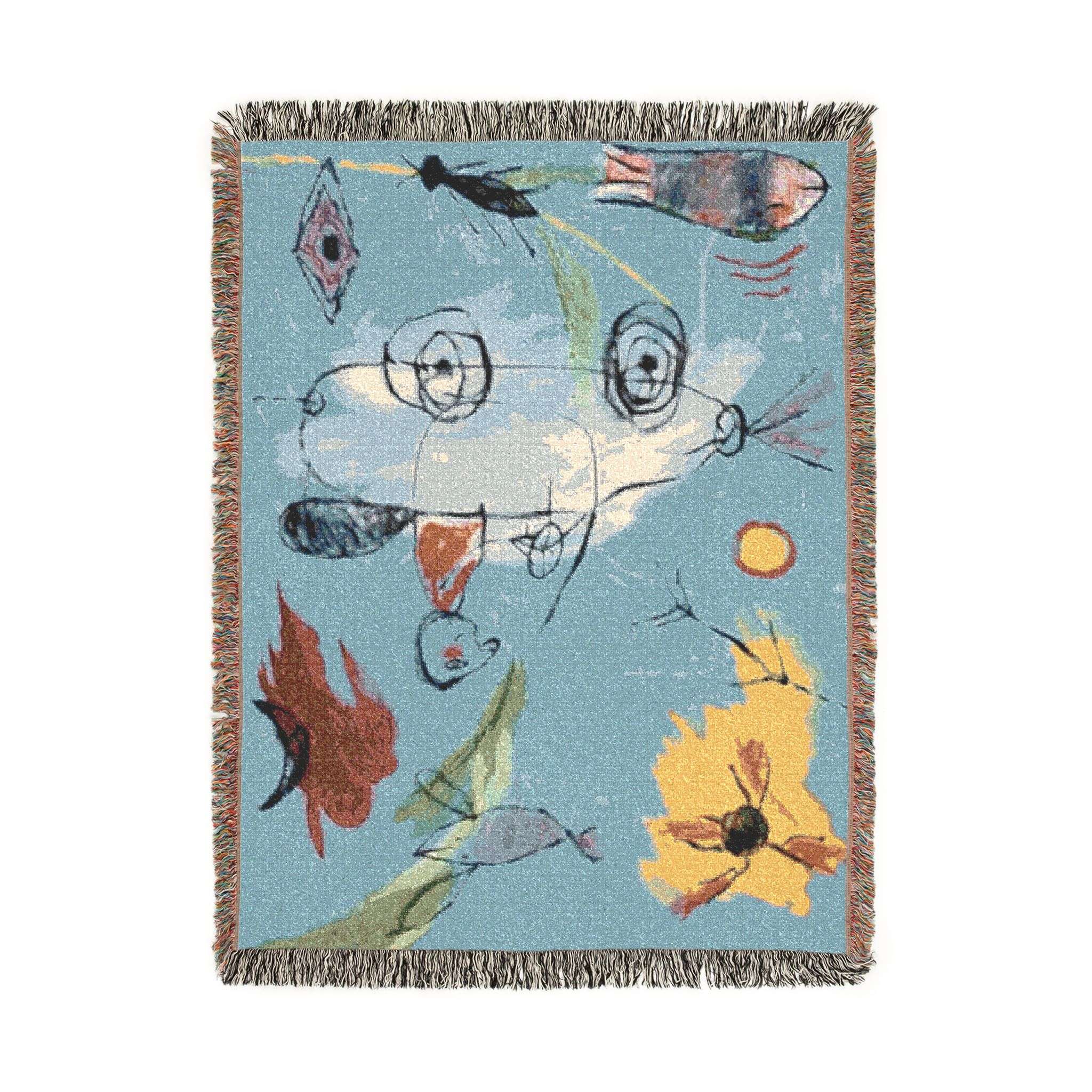 Abstract Floral Whale Woven Blanket | Ocean Botanical Tapestry Throw - A white car Abstract Floral Whale Woven Blanket | Ocean Botanical Tapestry Throw - A white car – Bild 4