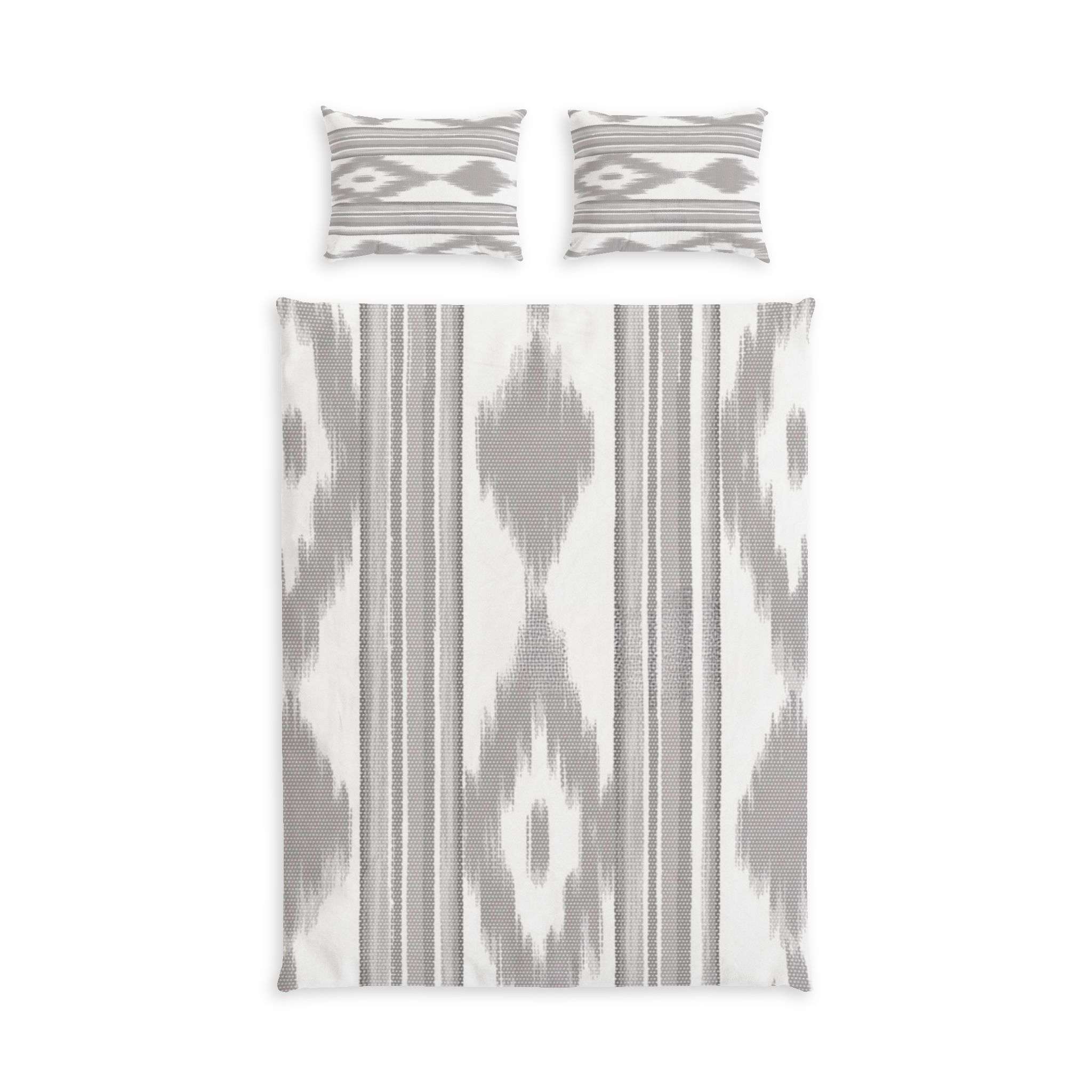 Meditating Monk Duvet Cover | Cotton Bed Set - Mallorca Design Grey, Tongue Design, Ikat Meditating Monk Duvet Cover | Cotton Bed Set - Mallorca Design Grey, Tongue Design, Ikat