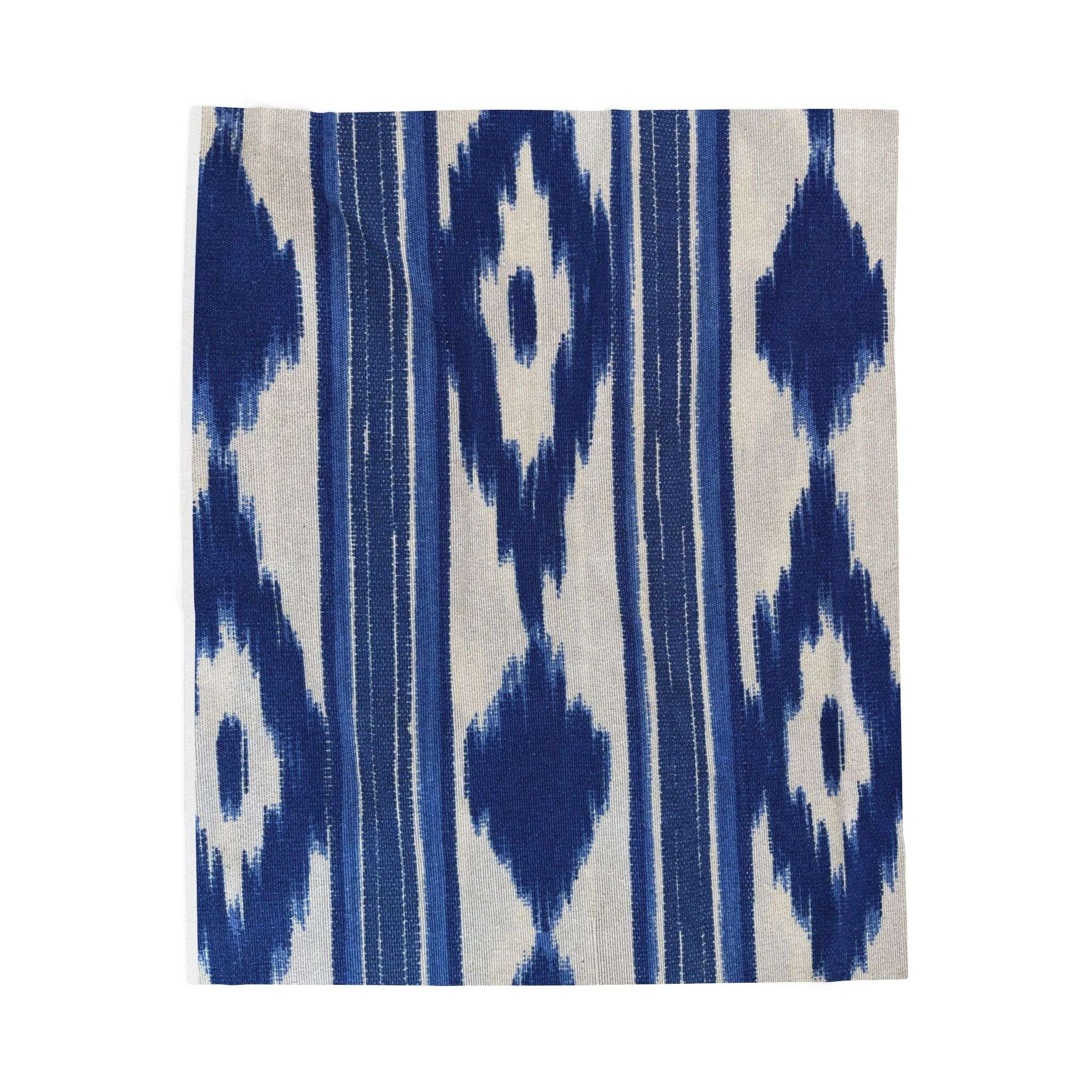 Blue Ikat Pattern Velveteen Plush Blanket - Mallorca Ikat Design Blue Blue Ikat Pattern Velveteen Plush Blanket - Mallorca Ikat Design Blue